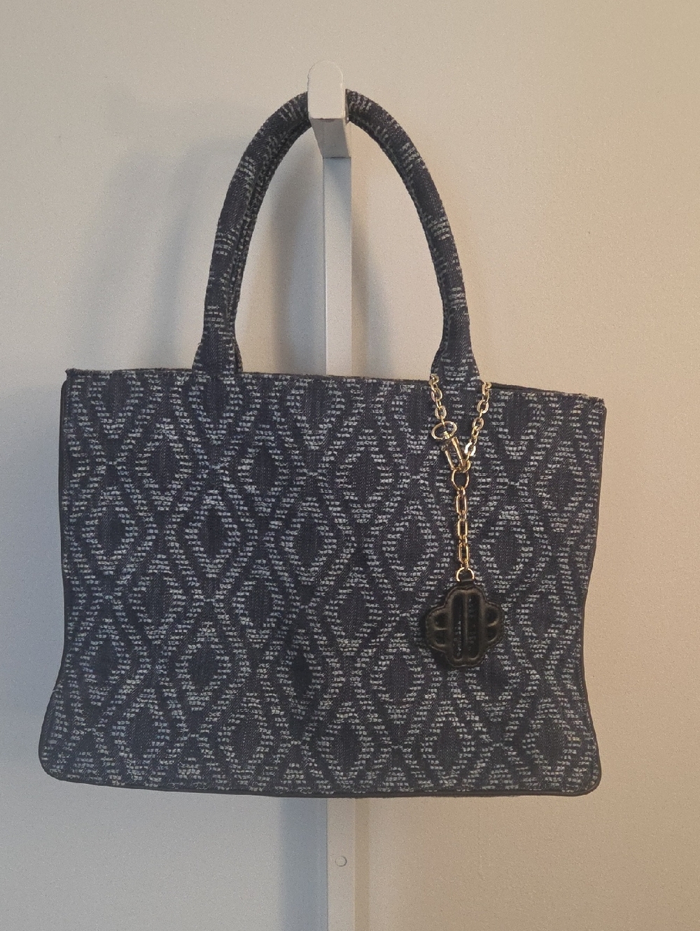 Maje Patterned Jacquard Tote Bag Denim